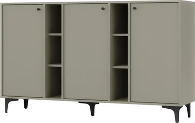 Produktbild von Stilvolle Kommode TOKYO 158 cm, dreitürige Kommode mit Regalen, Sideboard für Wohnzimmer und Schlafzimmer, (Farbe: Eukalyptus)