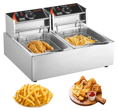 Image de VEVOR 12x2L Friteuse électrique commerciale Acier inoxydable 1500W+1500W Amovible