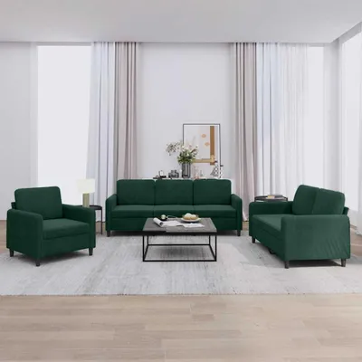 Produktbild von vidaXL 3-tlg. Sofagarnitur Dunkelgrün Samt