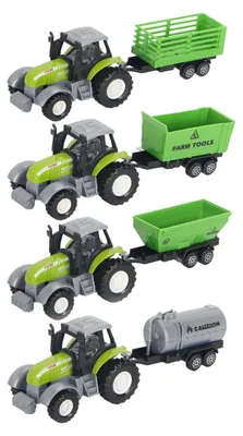 Produktbild von Grüner Traktor aus Druckguss mit Anhänger und Rückzugfunktion