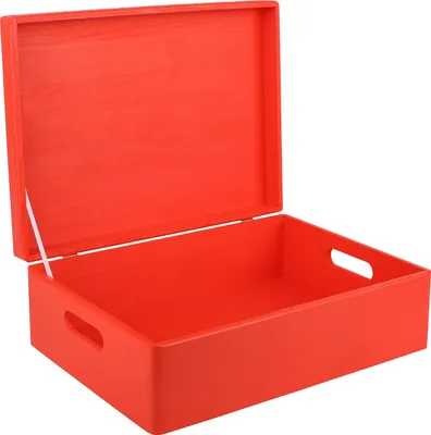 Image de Creative Deco Boite de Rangement en Bois Rouge 40 x 30 x 14 cm (+/-1cm)