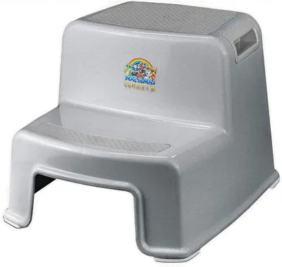 Produktbild von Famanu Aufstiegshocker grau mit Anti-Rutsch-Funktion für Kinder ab 18 Monaten - Kinderhocker Bad- und Toilettenschritt - 2 Stufen