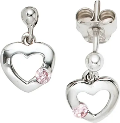 Produktbild von Ohrstecker Stecker Ohrringe Herz Herzen mit Zirkonia rose 925 Silber
