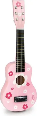 Produktbild von Vilac Holzgitarre Blumen rosa Kindergitarre mit Plektrum und Ersatzsaite