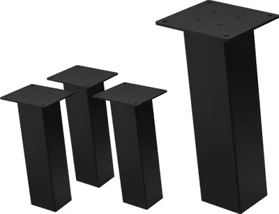 Obrázok produktu pre ML-Design sada 4 stolových nôh / podnoží lavíc pod uhlom, 30 cm, lesklá čierna, z práškovanej ocele, hranaté, profil 8x8 cm, sklon v tvare I 96°