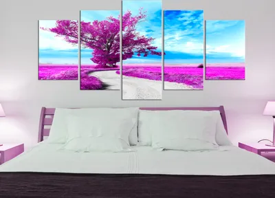 Produktbild von Akustikbild Landschaft Baum 200x100 cm Bilder Akustikschaum Hochleistungsschallabsorber Schallschutz Leinwand 5 tlg Wandbild Raumakustik Schalldämmung c-B-0356-b-n