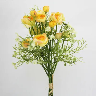 Obrázek produktu pro Umělá rostlina Ranunculus kytice žlutá s gypsophila Výška 37cm
