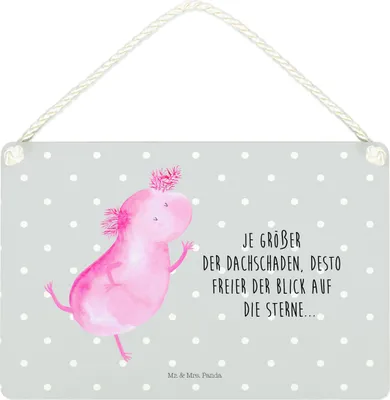 Produktbild von Mr. & Mrs. Panda Holzschild Axolotl Tanzen DIN A4 - Grau Pastell - Geschenk, Deko Schild, kleine aufmerksamkeit, Wandbild Holz, Schwanzlurch, Türschild, Verrückt, Sterne
