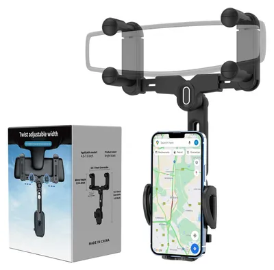 Image de Support de téléphone pour voiture MIUOLV, compatible avec les rétroviseurs, rotatif à 360 degrés et rétractable