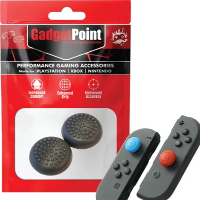 Produktbild von Thumbgrips - Thumb Grips voor Nintendo Switch Joy-Con Controllers - Gaming Thumbgrips - Performance Anti-Slip Thumbsticks - Bescherming Accessoires - Thumbs Stippen - Grijs -