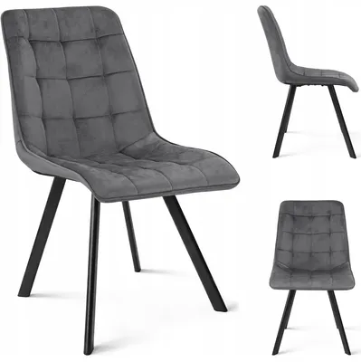 Zdjęcie produktu dla Krzesło Tapicerowane Welurowe Velvet Do Salonu Kuchni Jadalni Avila Szare