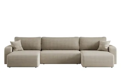 Obrázek produktu pro Emoebel 24 Rohová pohovka s funkcí spaní a lůžkem, tvar U, rozkládací pohovka, rohová pohovka, rozkládací pohovka 312x145x82 cm NAPIO tmavě béžová