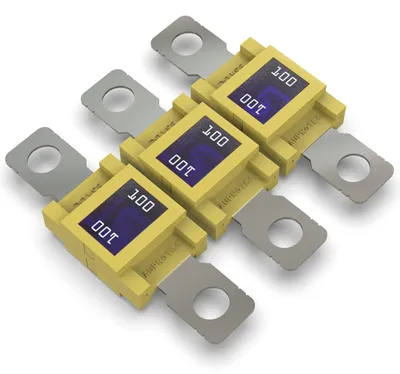 Productafbeelding van AUPROTEC Mega hoogstroombeveiliging, schroefzekering, 80A - 500A, selectie: 100A Ampère, geel, 3 stuks