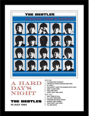 Immagine prodotto di The Beatles - Stampa con cornice "A Hard Day's Night" PM10351 (40 cm x 30 cm) (Blu/Bianco/Nero)