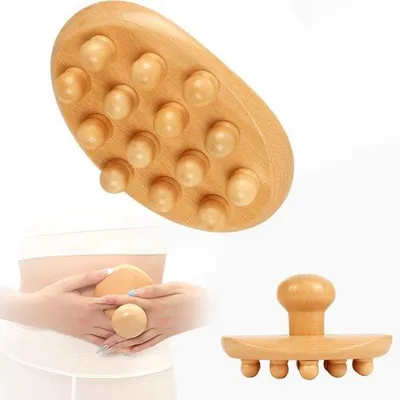 Obrázok produktu pre Masážny valec z dreva – valček na celulitídu – na zlepšenie postavy – 14 masážnych guľôčok – 180 g – prírodné drevo
