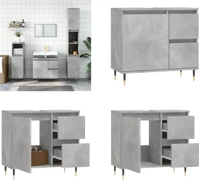 Produktbild von vidaXL Badschrank Betongrau 65x33x60 cm Holzwerkstoff - Badezimmerschrank - Badezimmerschränke - Schrank - Schrank Bad