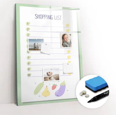 Produktbild von Magnetpinnwand Memoboard - Zubehörsatz - Schwarzer Marker + Schwamm + Magnete - 70 x 100 cm - Einkaufsliste