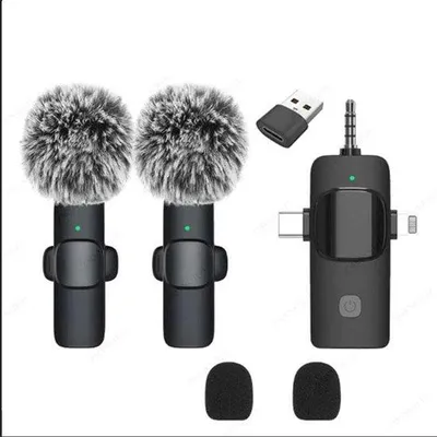 Obrázek produktu pro Sada 2 klipových mikrofonů pro videozáznamy, klipové mikrofony 2 v 1 s potlačením šumu, mikrofony USB-C v miniaturním provedení, ideální pro tvůrce obsahu a producenty podcastů.