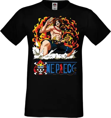 Produktbild von Herren T-Shirt Manga Anime One Manga Piece Anime 09 Portgas Ace, Man S / Schwarz