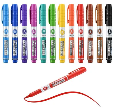 Productafbeelding van Whiteboardstiften, 12 stuks, met een middelgrote, ronde punt, droog uitwisbaar, met een geurarme inkt, in 12 verschillende kleuren