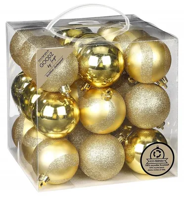 Produktbild von Inge's Weihnachtskugeln 27 Stück 6 cm Gold, Kunststoff, bruchfest