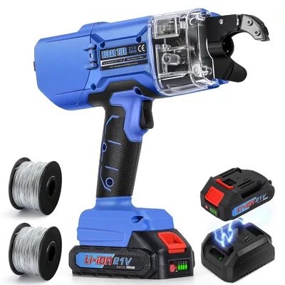 Akku-Bewehrungsbinder 20 V, 7–34 mm, 2 Akkus 2,0 Ah, Ladegerät, blau