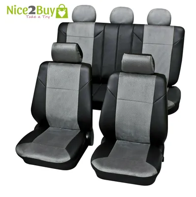 Produktbild von Auto Sitzbezüge Universal Komplett Set 15-teilig - Kreta grau, Eco Class mit SAB 2 Vario Plus | Autositzbezüge / Schonbezüge von PETEX