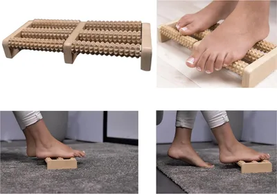 Produktbild von Fußmassageroller mit Gumminoppen für beide Füße Fußroller Fußmassagegerät Holz AS