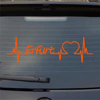 Produktbild von Heckscheibenaufkleber Erfurt Herzschlag Puls Stadt Liebe 55x17 cm Orange Auto Aufkleber Sticker