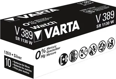 Produktbild von Varta -V389, Einwegbatterie, Siler-Oxid (S), 1,55 V, 1 Stück(e), Hg (Quecksilber), Silber