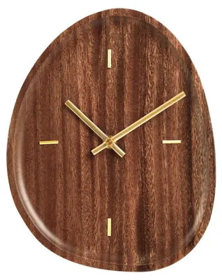 Image de SensaHome Horloge murale Prague - Horloge design de style Japandi - Forme organique asymétrique en bois - Ø21 cm - Marron