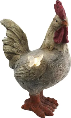 Produktbild von Solarlampe Hahn mit beleuchtetem Schmetterling Höhe 48cm  Gartenfigur Solarleuchte Kunststein
