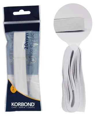 Elastikband Weiß 20 mm x 2 m – Polyester, einfarbig