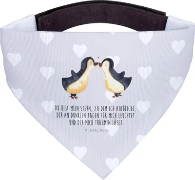 Produktbild von Mr. & Mrs. Panda Halstuch Pinguin Liebe - Grau Pastell - Geschenk, Vertraut, Freundin, Hunde-Halstuch, Tuch, Pinguine, Hund, Hundehalstuch, Love, Liebesspruch