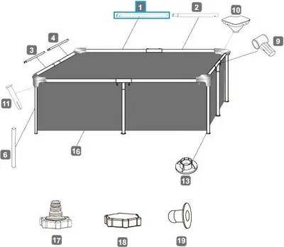 Produktbild von Bestway® Ersatzteil Horizontale Poolstange A (weiß) für Steel Pro™ Pool 221 x 150 x 43 cm, eckig