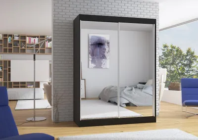 Obrázek produktu pro Šatní zrcadlová skříň 150 cm DADNA - černá