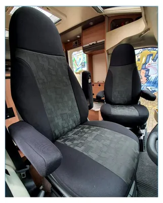 Produktbild von Maß Sitzbezüge Schonbezüge Pilotsitze Fahrer & Beifahrer Set kompatibel mit Wohnmobil FIAT Ducato 821 Schwarz