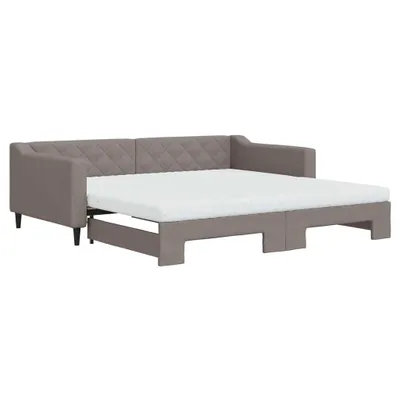 Zdjęcie produktu dla vidaXL Rozkładane łóżko dzienne z materacem Taupe 100x200 cm tkanina