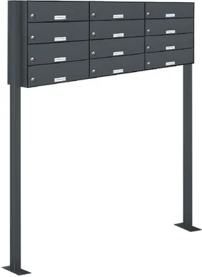 Produktbild von 12er Standbriefkasten Freistehend Durchwurfanlage RAL 7016 Anthrazit
