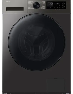 Produktbild von Samsung WD90HG5U34BXET, Frontlader, Freistehend, Schwarz, Edelstahl, Links, Schwarz, Tasten, Drehregler