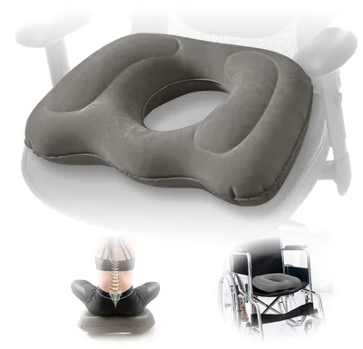 Image de Coussin gonflable, décompresseur, portable, idéal pour le bureau, la voiture ou l'avion