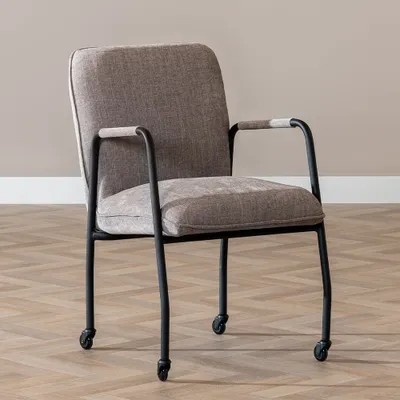 Produktbild von Bronx71 Esszimmerstuhl Mila mit Rollen Stoff taupe