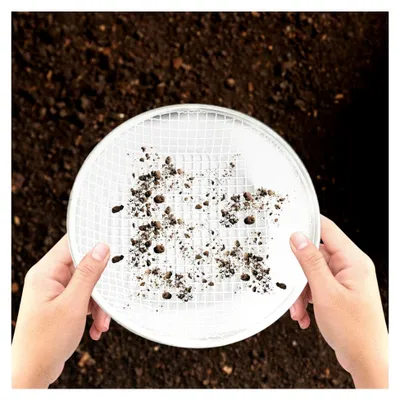 Produktbild von Gartensieb, 11,8 cm Durchmesser, Metall-Bodensieb – 1/3 Maschenweite zum Sieben von Erde, Kompost, Steinen