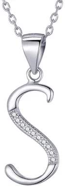 Produktbild von Morella Damen Halskette Silber mit Buchstabe S Anhänger 925 Silber rhodiniert mit Zirkoniasteinen weiß 45 cm