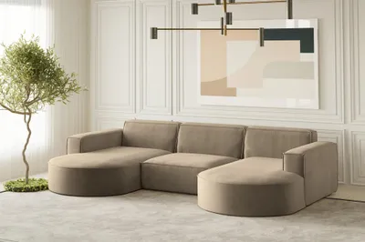 Produktbild von Wohnlandschaft U-Form Sofa PALMA in Stoff Noel Braun