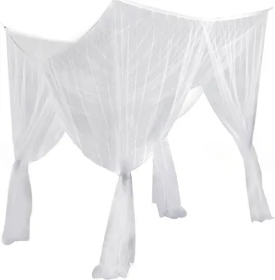 Produktbild von Moskitonetz Doppelbett Weiß Groß Fliegennetz Bett für Anti-Insekten mit 4 Eckpfosten Baldachin Quadratisch für Einzel- bis Kingsize-Bett Baldachin Moskitonetz 210 x 190 x 240 cm