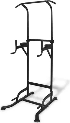 Produktbild von Kraftturm Schwarz 124 x 94 x 182-235 cm, Pulverbeschichteter Stahl, Kunstleder, bis 160 kg belastbar