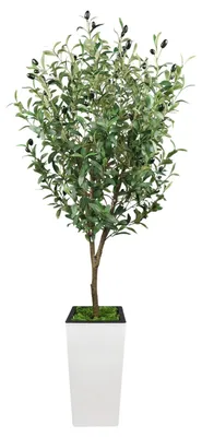 Image de Olivier artificiel - 150 cm de haut - Plante artificielle en pot - Feuillage dense - Tronc en bois naturel - Décoration pour la maison et le jardin
