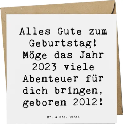 Produktbild von Mr. & Mrs. Panda Deluxe Karte Spruch 2012 Geburtstag - Weiß - Geschenk, Klappkarte, Happy Birthday, Geburtsjahr, Alter, anlasskarte, faltkarte, liebevolle Botschaft