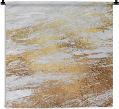 Produktbild von MuchoWow® Wandteppich Wandbehang Marmor - Grau - Gold 150x150 cm Tapisserie Dekoration Wandtuch - Wohnaccessoires - Modernes